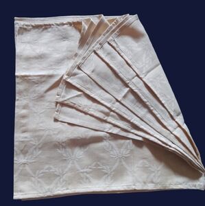 Lots of Six Goldfish Yellowish Table Napkins with Floral Decorative Design